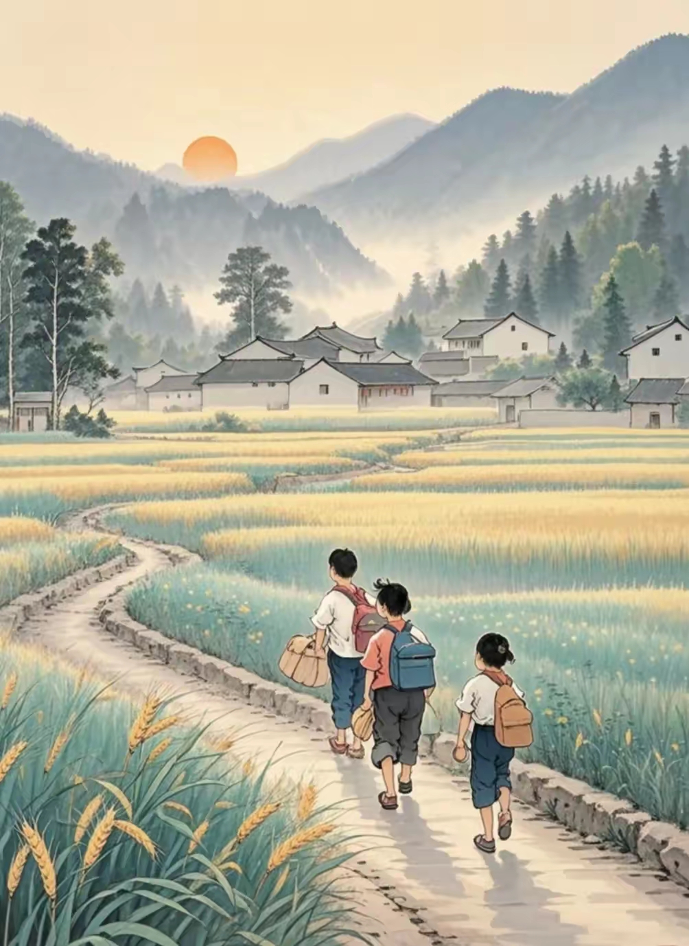 以前上下学都有一群小伙伴一起。
